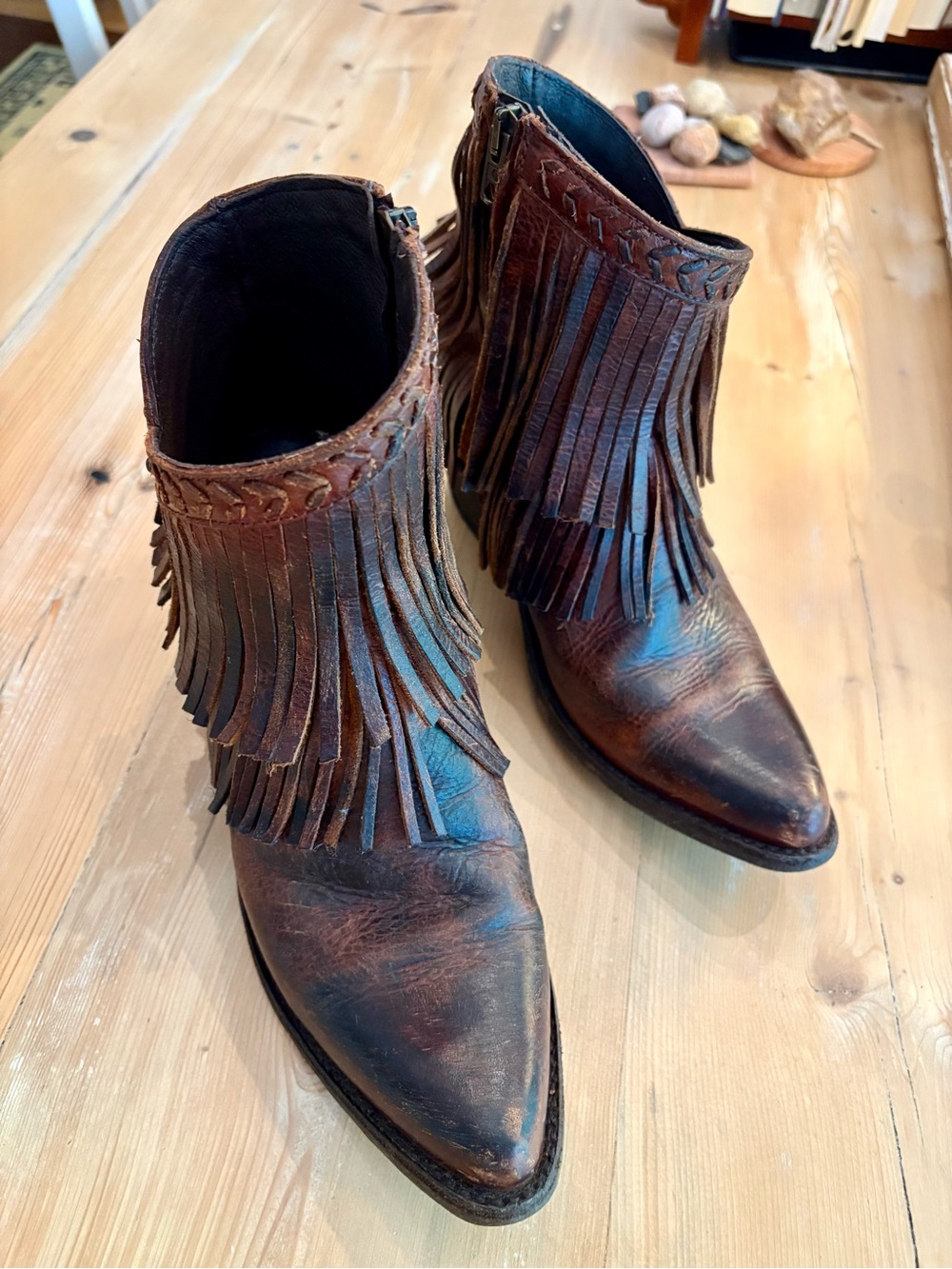 Old Gringo “Milani” Brown Leather Fringe Ankle Boots